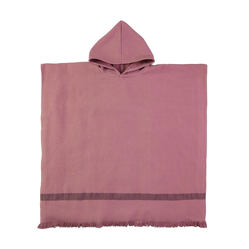 Poncho adulte en éponge de coton bio Rose Boudoir