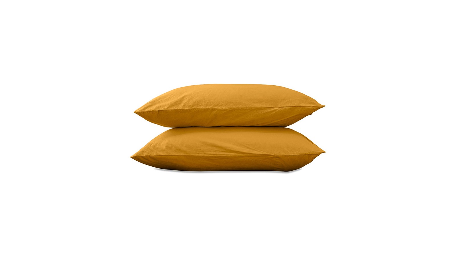 Taies d'oreiller carrées 65 x 65 cm en coton lavé percale uni x2 Jaune Pépite Taies d'oreiller carrées 65 x 65 cm en coton lavé percale uni x2 Jaune Pépite