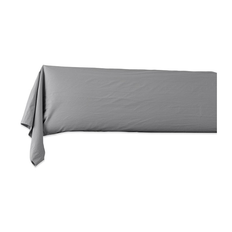 Taie de traversin en coton lavé percale bio Gris Cendre