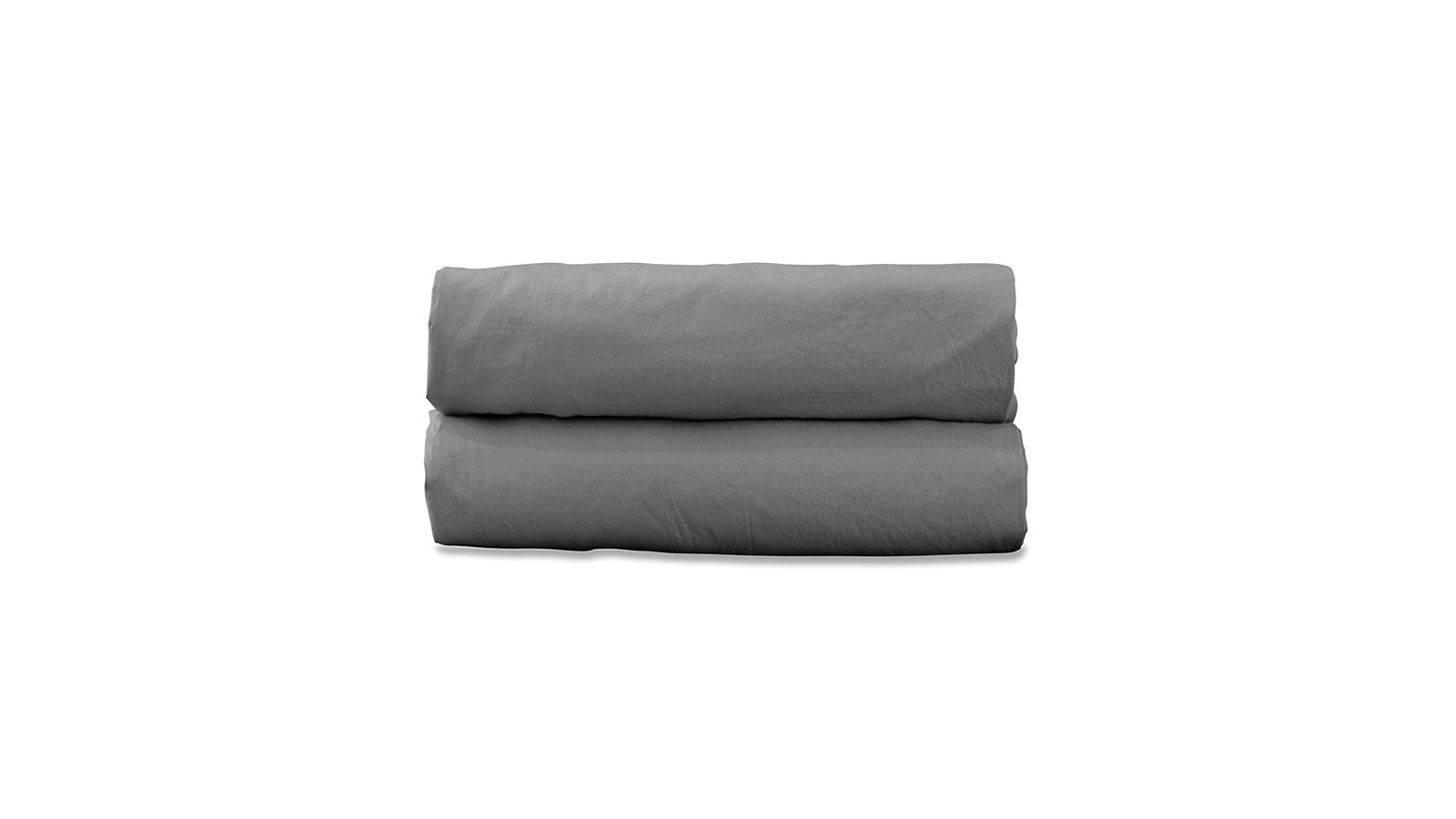 Drap housse 1 personne 90 x 190 cm en coton lavé percale bio Gris Cendre