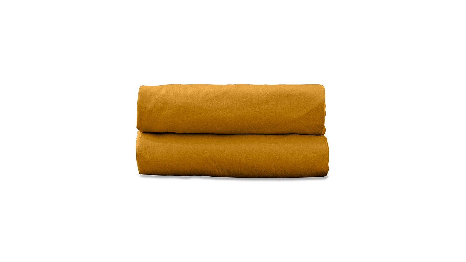 Drap plat 1 personne 180 x 290 cm en coton lavé percale bio Jaune Pépite