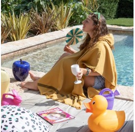 Poncho adulte à capuche Jaune Pépite