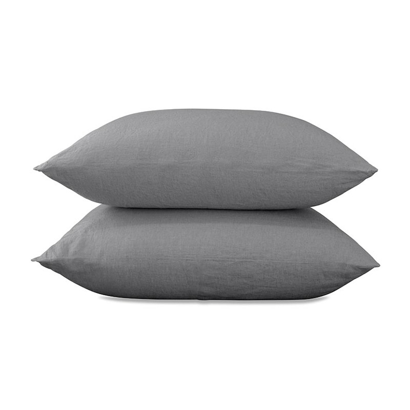 Taies d'oreiller rectangulaires 50 x 70 cm en lin lavé uni x2  Gris Cendre