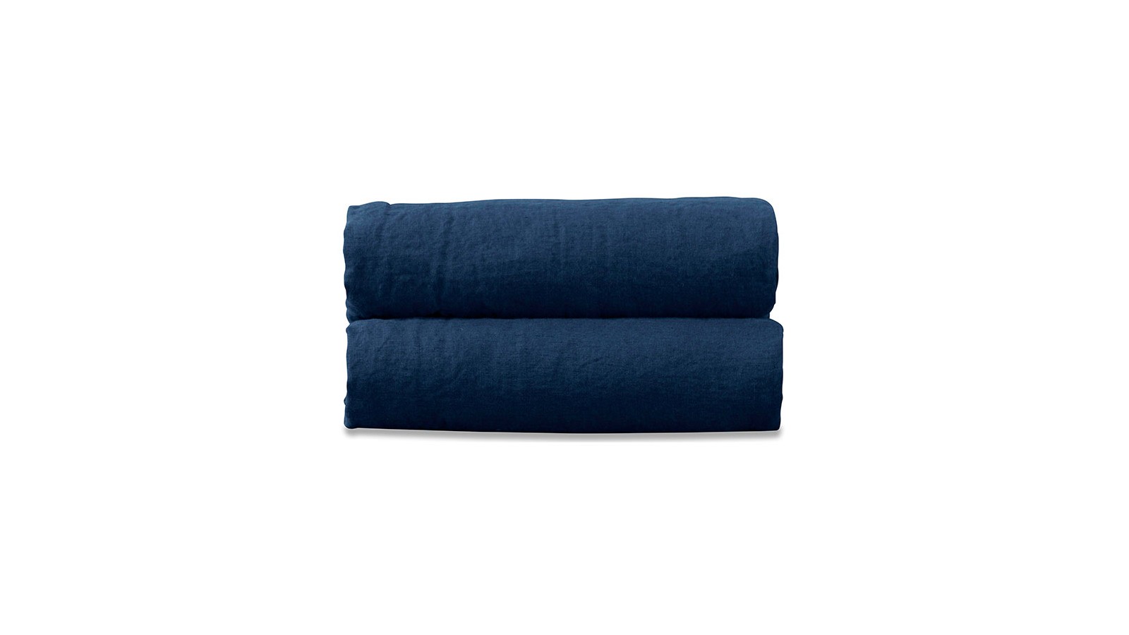 Drap plat 1 personne 180 x 290 cm en lin lavé uni Bleu Marine