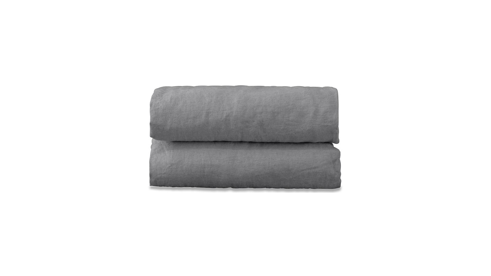 Drap plat 1 personne 180 x 290 cm en lin lavé uni Gris Cendre