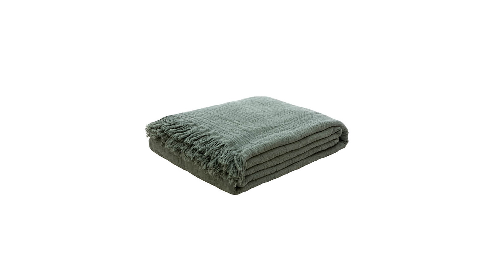 Plaid en double gaze de coton Vert Eucalyptus