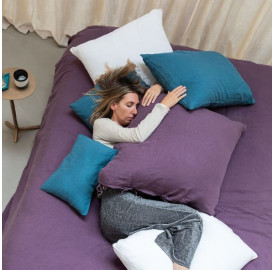 Drap housse lin lavé Vieille Prune 1 personne