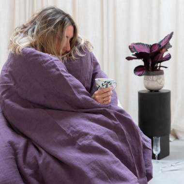 Drap plat lin lavé 2 lit 2 personnes
