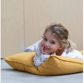 Taies d'oreiller carrées 65 x 65 cm en coton lavé percale Jaune Pépite