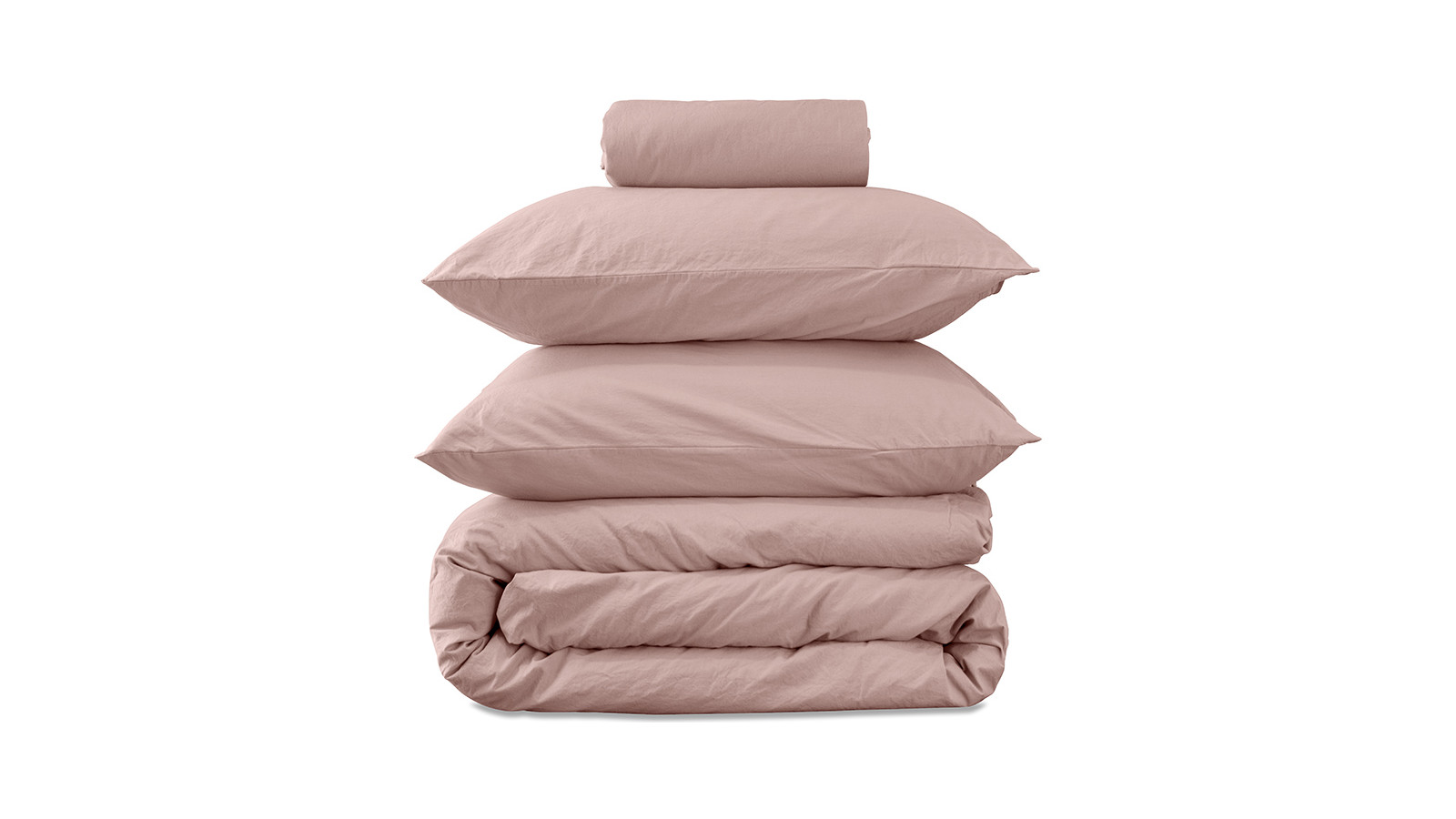Parure de lit 2 personnes en percale de coton lavé