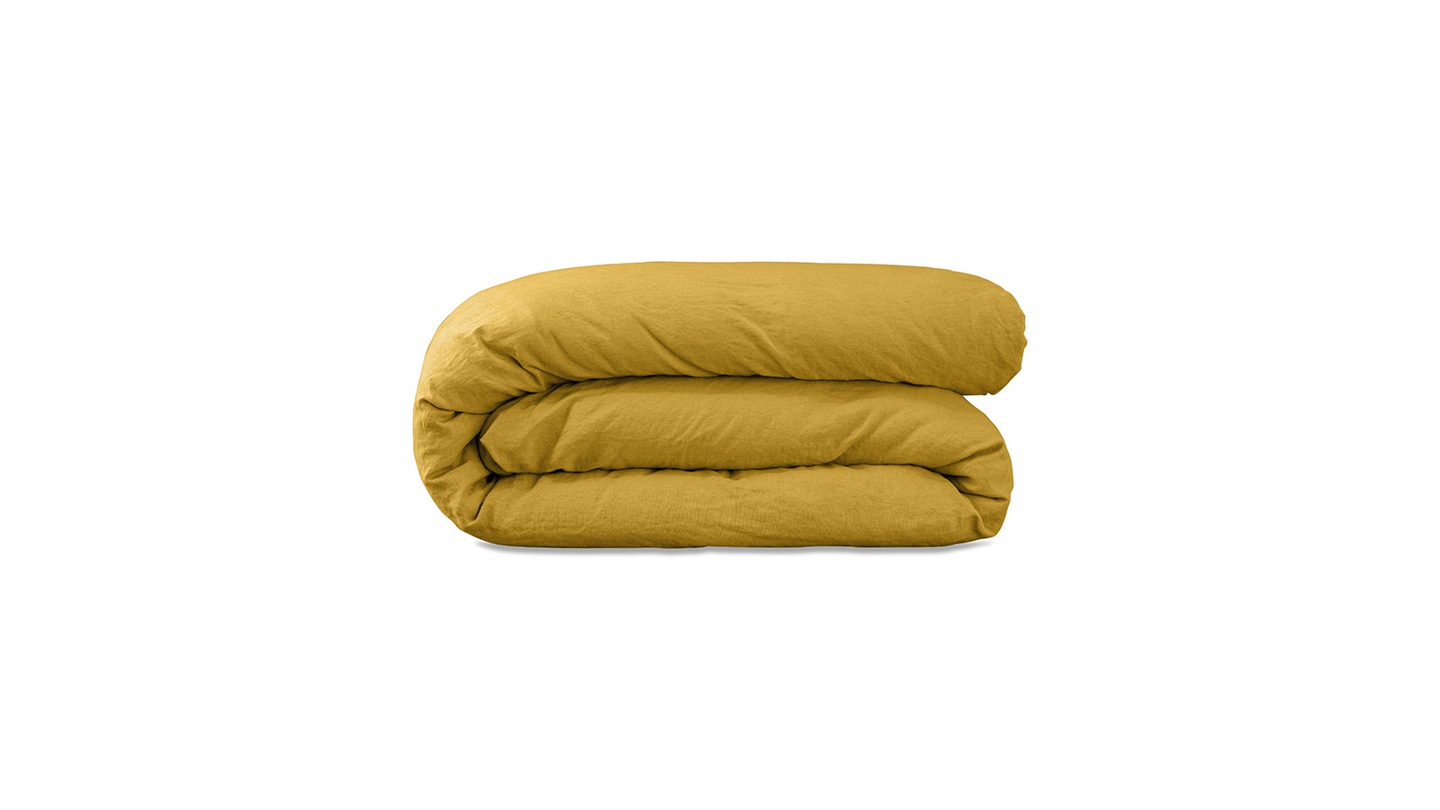Housse de couette 1 personne 140 x 200 cm en lin lavé uni Jaune Safran Housse de couette 1 personne 140 x 200 cm en lin lavé uni Jaune Safran