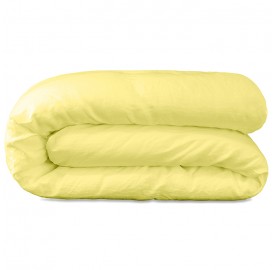 Housse de couette 1 personne 140 x 200 cm en lin lavé uni Jaune Limonade