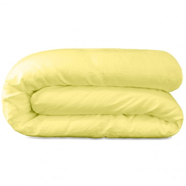 Housse de couette 1 personne 140 x 200 cm en lin lavé uni Jaune Limonade