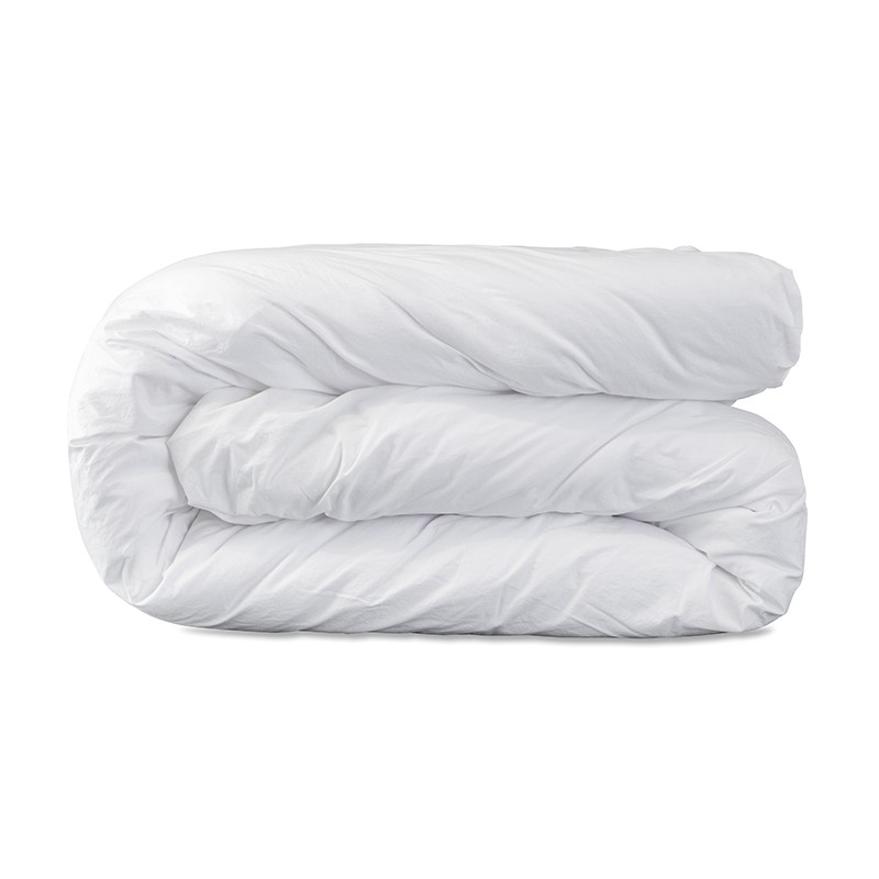 Housse de couette 1 personne 140 x 200 cm en coton lavé percale Blanc Optique