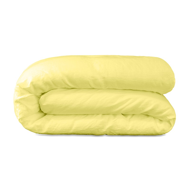 Housse de couette 2 personnes en lin lavé uni Jaune Limonade Housse de couette 2 personnes en lin lavé uni Jaune Limonade