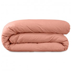Housse de couette 2 personnes en lin lavé uni Rose Melba