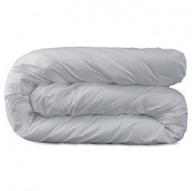 Housse de couette 2 personnes en coton lavé percale bio Gris Buée