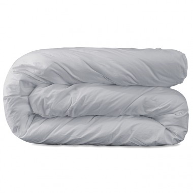 Housse de couette 2 personnes en coton lavé percale bio Gris Buée