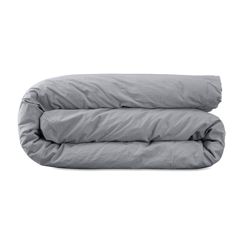 Housse de couette 2 personnes en coton lavé percale bio Gris Ciment Housse de couette 2 personnes en coton lavé percale bio Gris Ciment