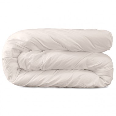 Housse de couette 2 personnes en coton lavé percale bio Rose Yogourt