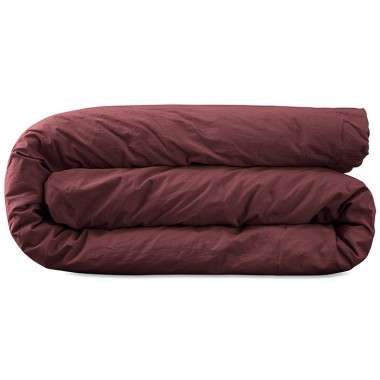 Housse de couette 2 personnes en coton lavé percale bio Rose Tomette