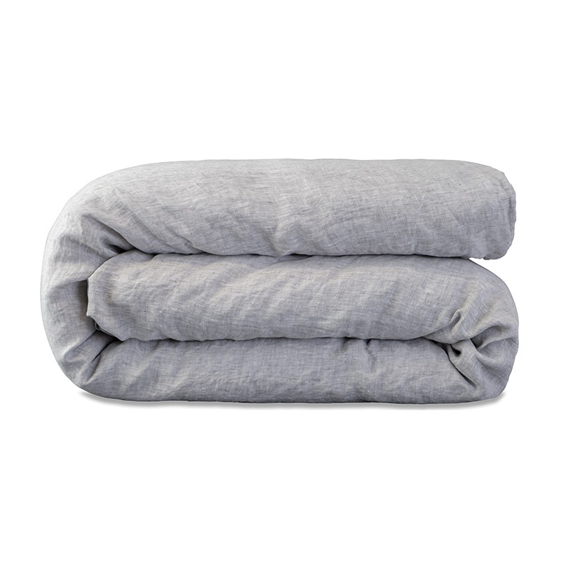 Housse de couette lit bébé 100 x 140 cm en lin lavé chambray Charbon