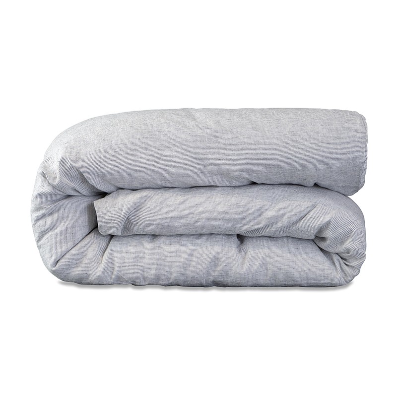 Housse de couette lit bébé 100 x 140 cm en lin lavé chambray Rayure Colette Denim Housse de couette lit bébé 100 x 140 cm en lin lavé chambray Rayure Colette Denim