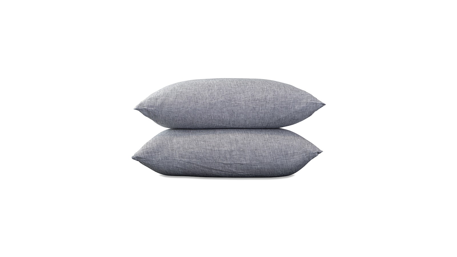 Taies d'oreiller carrées 65 x 65 cm en lin lavé chambray x2 Charbon