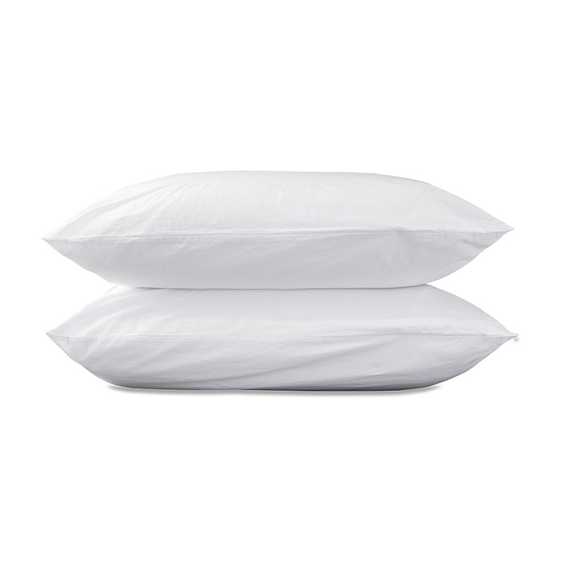 Taies d'oreiller carrées 65 x 65 cm en coton lavé percale uni x2 Blanc Optique