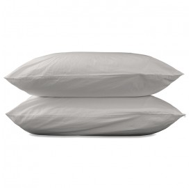 Taies d'oreiller carrées 65 x 65 cm en coton lavé percale uni x2 Argile