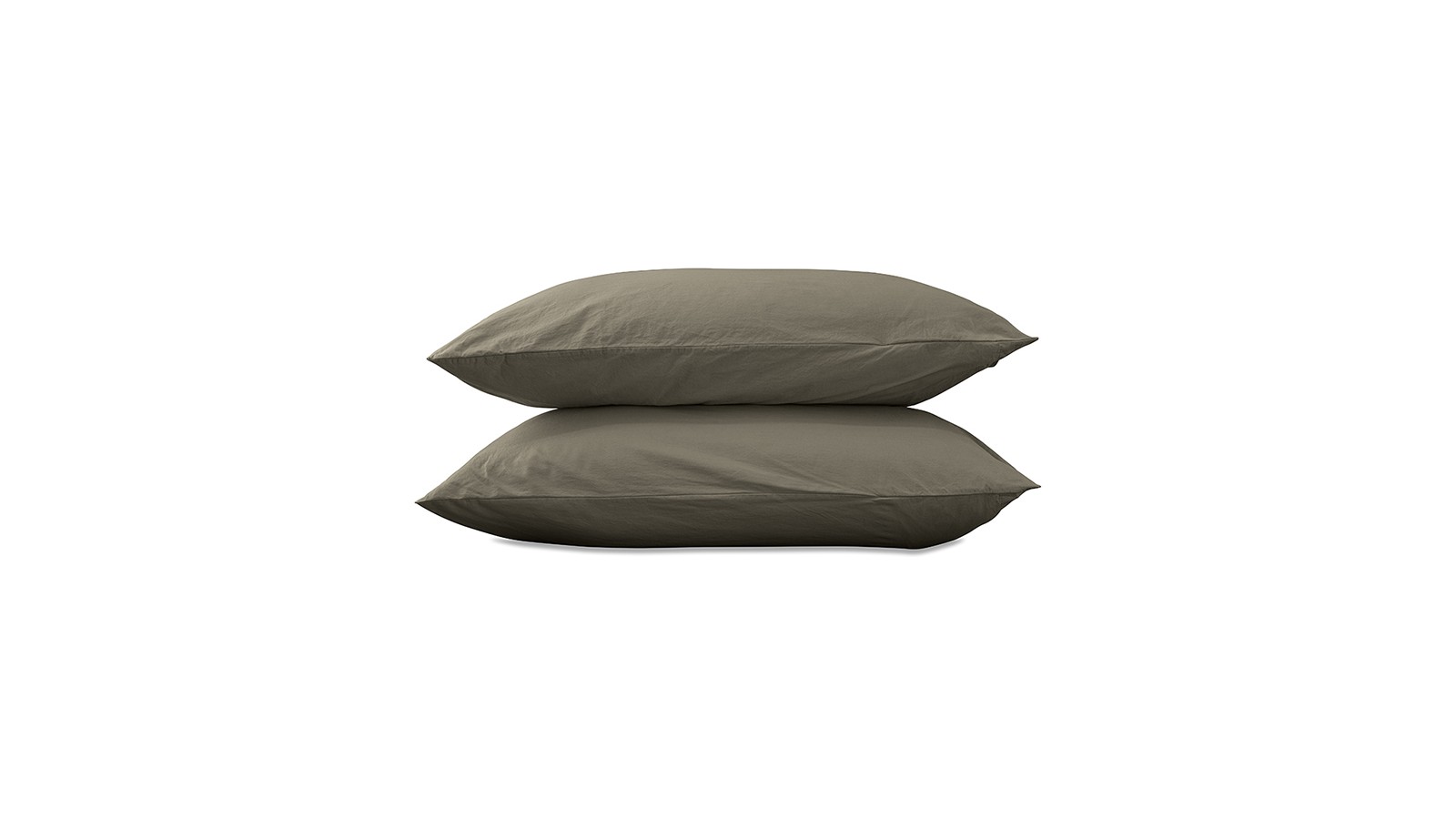 Taies d'oreiller carrées 65 x 65 cm en coton lavé percale uni x2 Vert De Terre Taies d'oreiller carrées 65 x 65 cm en coton lavé percale uni x2 Vert De Terre