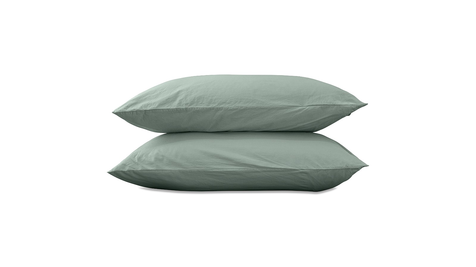 Taies d'oreiller carrées 65 x 65 cm en coton lavé percale uni x2 Vert Céladon