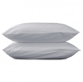 Taies d'oreiller carrées 65 x 65 cm en coton lavé percale uni x2 Gris Buée