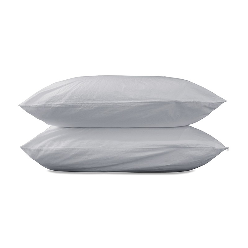 Taies d'oreiller carrées 65 x 65 cm en coton lavé percale uni x2 Gris Buée