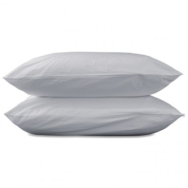 Taies d'oreiller carrées 65 x 65 cm en coton lavé percale uni x2 Gris Buée