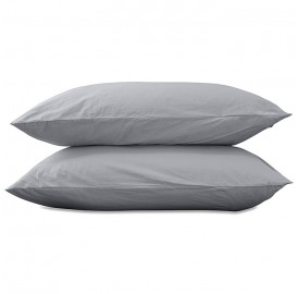 Taies d'oreiller carrées 65 x 65 cm en coton lavé percale uni x2 Gris Ciment