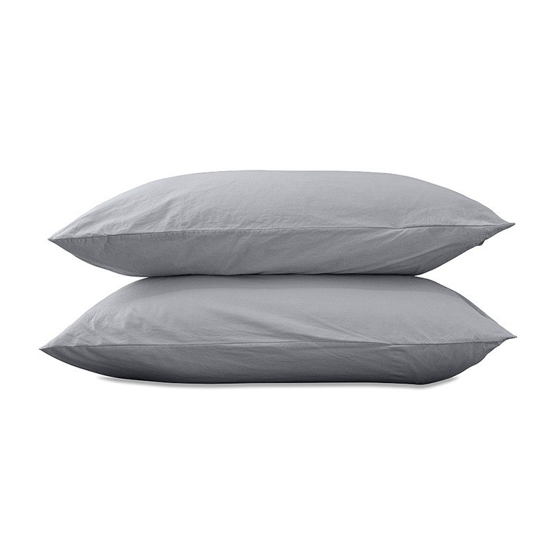 Taies d'oreiller carrées 65 x 65 cm en coton lavé percale uni x2 Gris Ciment Taies d'oreiller carrées 65 x 65 cm en coton lavé percale uni x2 Gris Ciment