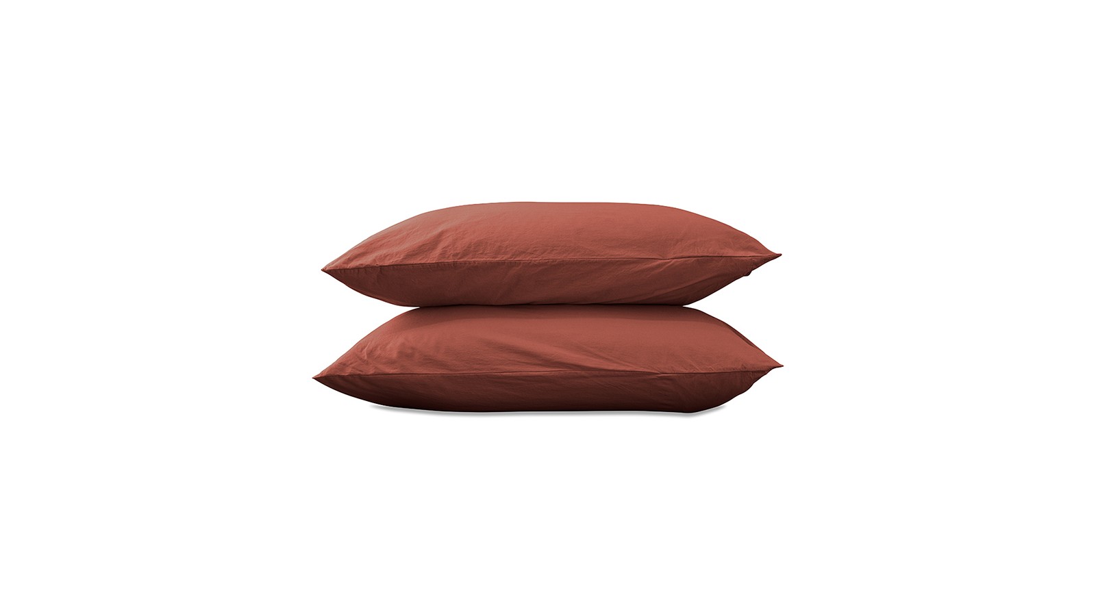 Taies d'oreiller carrées 65 x 65 cm en coton lavé percale uni x2 Orange Terracotta