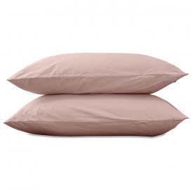 Taies d'oreiller carrées 65 x 65 cm en coton lavé percale uni x2 Rose Rétro