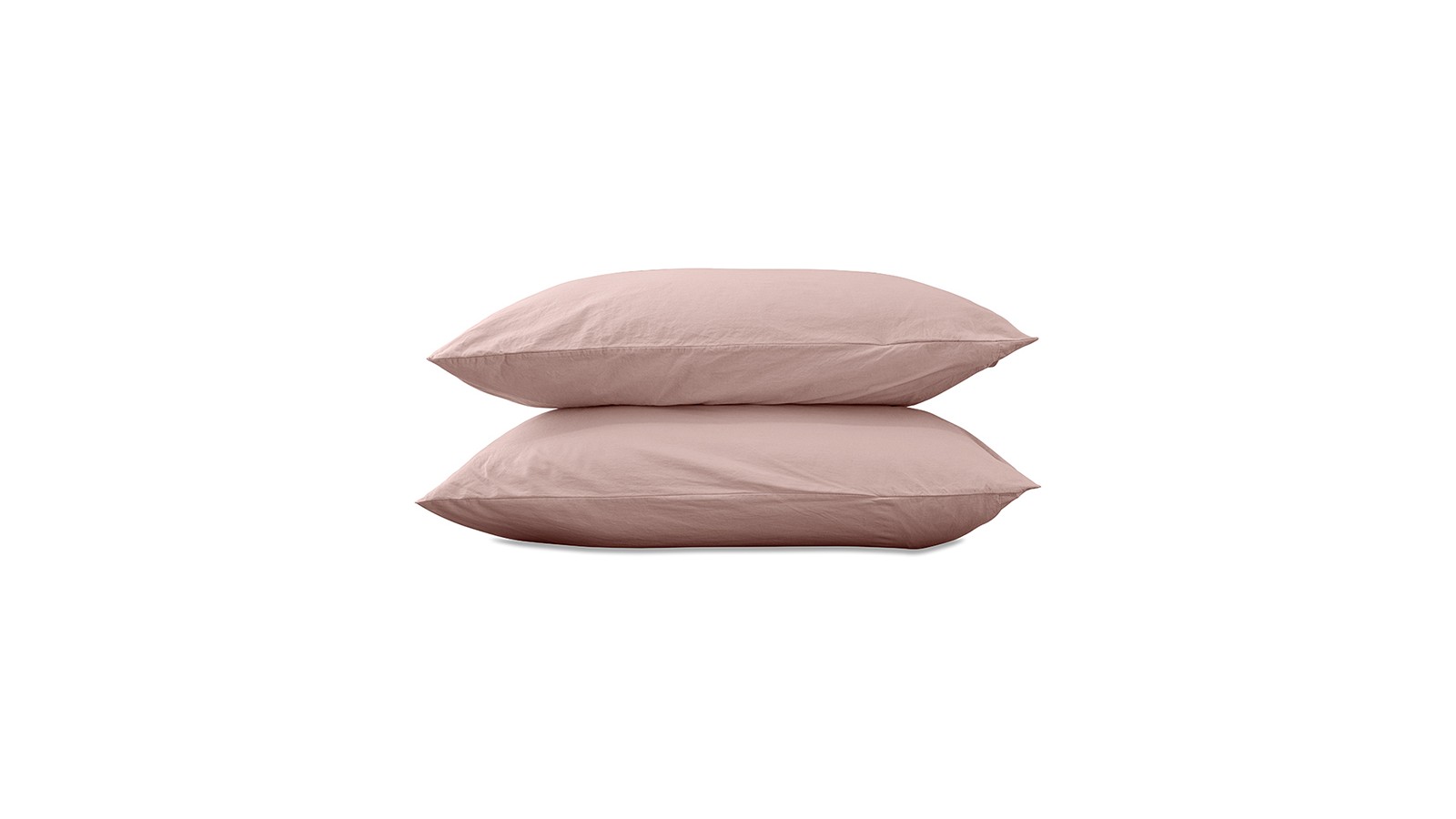 Taies d'oreiller carrées 65 x 65 cm en coton lavé percale uni x2 Rose Rétro