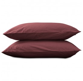 Taies d'oreiller carrées 65 x 65 cm en coton lavé percale uni x2 Rose Tomette