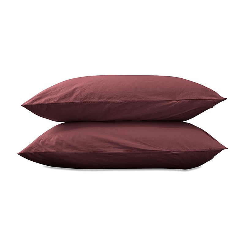 Taies d'oreiller carrées 65 x 65 cm en coton lavé percale uni x2 Rose Tomette Taies d'oreiller carrées 65 x 65 cm en coton lavé percale uni x2 Rose Tomette