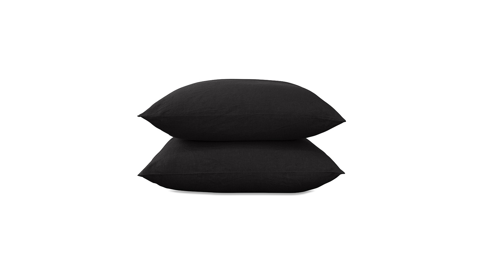 Taies d'oreiller rectangulaires 50 x 70 cm en lin lavé uni x2 Noir Noir Taies d'oreiller rectangulaires 50 x 70 cm en lin lavé uni x2 Noir Noir