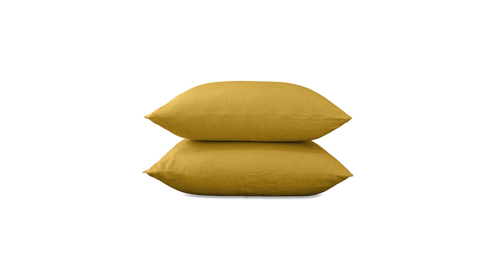 Taies d'oreiller rectangulaires 50 x 70 cm en lin lavé uni x2 Jaune Safran Taies d'oreiller rectangulaires 50 x 70 cm en lin lavé uni x2 Jaune Safran