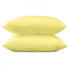 Taies d'oreiller rectangulaires 50 x 70 cm en lin lavé uni x2 Jaune Limonade