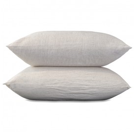 Taies d'oreiller rectangulaires 50 x 70 cm en lin lavé chambray x2 Lin