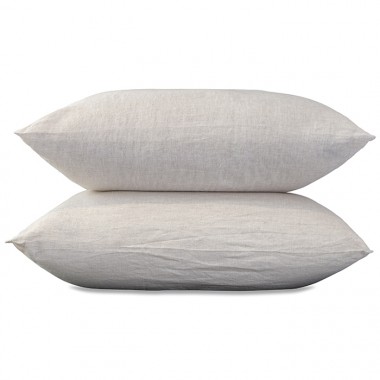 Taies d'oreiller rectangulaires 50 x 70 cm en lin lavé chambray x2 Lin