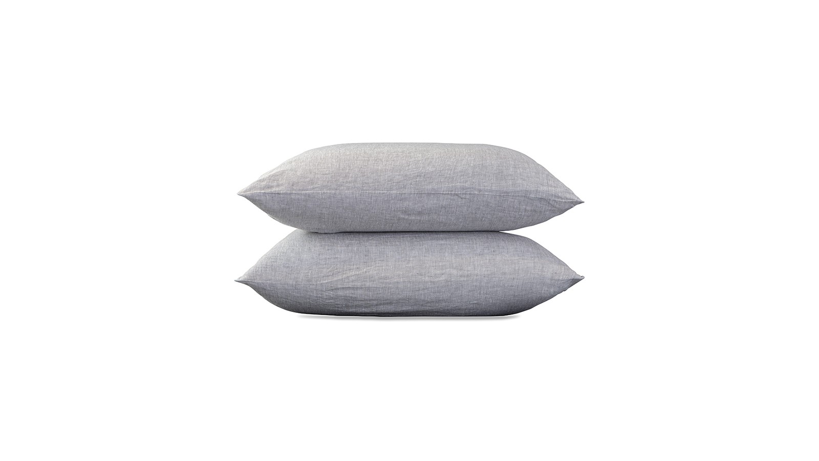 Taies d'oreiller rectangulaires 50 x 70 cm en lin lavé chambray x2 Pierre