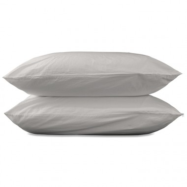 Taies d'oreiller rectangulaires 50 x 70 cm en coton lavé percale uni x2 Argile