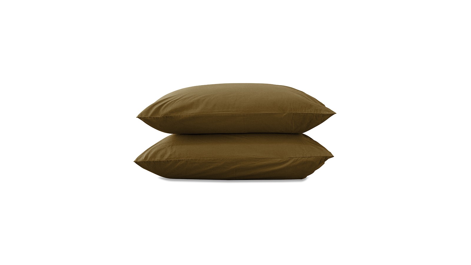 Taies d'oreiller rectangulaires 50 x 70 cm en coton lavé percale uni x2 Caramel